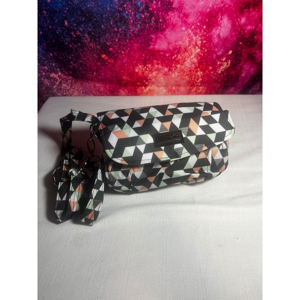 Lillybit Diaper Clutch Bag Geometric Triangle Print Black Peach Mint Green Small